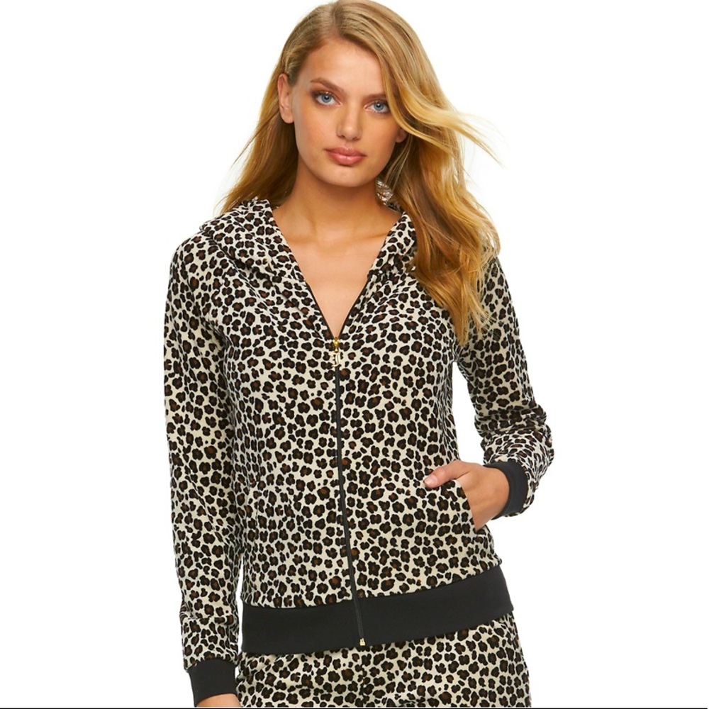 JUICY COUTURE Leopard Velour Hoodie Jacket size XS